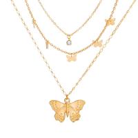 Fashion Multi Layer Necklace, Zinc Alloy, with 2.95inch extender chain, Butterfly, gold color plated, fashion jewelry & Unisex .08 Inch 