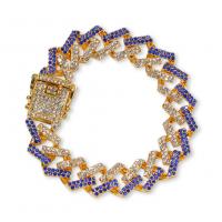 Zinc bracelets en strass en alliage , alliage de zinc, Placage, bijoux de mode & pour homme & avec strass, plus de couleurs à choisir, 15mm pouce, Vendu par brin