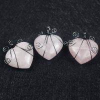 Pendentifs quartz naturel, quartz rose, avec alliage de zinc, coeur, poli, DIY, rose Vendu par PC