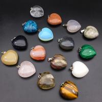 Gemstone Jewelry Pendant, Natural Stone, Heart, polished, DIY 30mm 