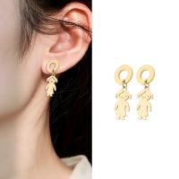 Stainless Steel Drop Earring, Cartoon, plated, fashion jewelry, golden 