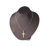 Stainless Steel Jewelry Necklace, Cross, polished, fashion jewelry, gold 