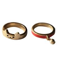 Zinc Alloy Ring Set, plated, 2 pieces & for woman & enamel 