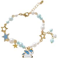 Enamel Zinc Alloy Bracelets, with Plastic Pearl, plated, for woman .87 Inch 