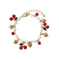 Plastik Perlen Armbänder, Kunststoff Perlen, goldfarben plattiert, für Frau, weiß, Länge:9.25 ZollInch, verkauft von Strang