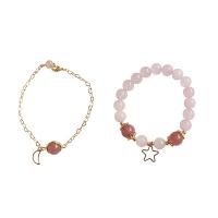 Plastic Pearl Bracelets, Zinc Alloy, with Plastic Pearl, gold color plated & for woman, white 