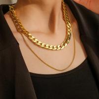 Fashion Multi Layer Necklace, Zinc Alloy, Double Layer & fashion jewelry, golden 