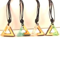 Fashion Sweater Chain Necklace, Resin, with Waxed Cotton Cord, Triangle, plated, durable & fashion jewelry 