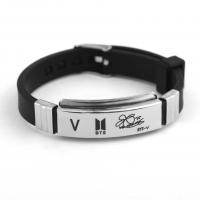 Silicone Stainless Steel Bracelets, with Silicone, plated, fashion jewelry & for woman .8 Inch 
