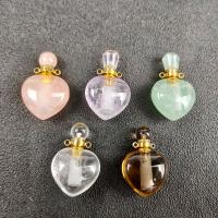 Natural Stone Perfume Bottle Pendant, with Zinc Alloy, Heart, gold color plated, polished & DIY 