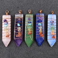Gemstone Brass Pendants, Natural Stone, with Brass, polished, DIY 48-52mm 