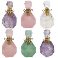 Natural Stone Perfume Bottle Pendant, with Zinc Alloy, gold color plated, polished & DIY 