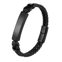 316L Stainless Steel Bracelet, with Leather, plated & for man 