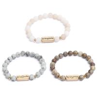 Gemstone Bracelets, Natural Stone, with Zinc Alloy, gold color plated, Unisex .24 Inch 