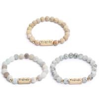 Gemstone Bracelets, Natural Stone, with Zinc Alloy, gold color plated, Unisex Inch 
