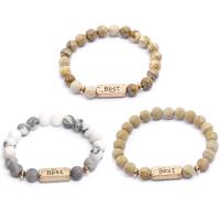 Gemstone Bracelets, Natural Stone, with Zinc Alloy, gold color plated, Unisex .24 Inch 