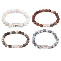 Gemstone Bracelets, Natural Stone, with Zinc Alloy, gold color plated, 4 pieces & Unisex .24 Inch 