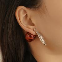 Zinc Alloy Split Earring, with Resin, fashion jewelry 