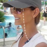 Zinc Alloy Glasses Chain, with Plastic Pearl, anti-skidding & Unisex, white 