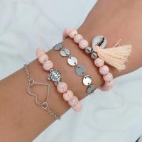 Fashion Zinc Alloy Bracelets, 4 pieces & fashion jewelry, pink 