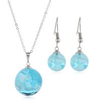 Resin Jewelry Sets, Zinc Alloy, earring & necklace, with Resin, 2 pieces & fashion jewelry, skyblue 