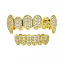 Teeth Hip Hop Jewelry, Brass, with Cubic Zirconia, fashion jewelry & Unisex 