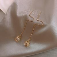 Zinc Alloy Thread Through Earrings, fashion jewelry, golden 