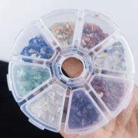 Gemstone Chips, Natural Stone, with Natural Gravel & Plastic Box, no hole, mixed colors, 3-5mm 