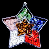 Gemstone Chips, Natural Stone, with Natural Gravel & Plastic Box, Star, no hole, mixed colors, 3-5mm,92mm 