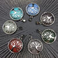 Tree Of Life Pendants, Natural Stone, with Zinc Alloy, polished 