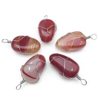 Agate Zinc Alloy Pendants, Red Agate, with Zinc Alloy, Tree, polished red, 18-20x38-42mm 