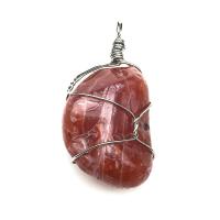 Agate Zinc Alloy Pendants, Red Agate, with Zinc Alloy, irregular, polished 20-25x40-45mm 