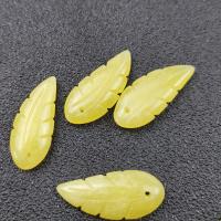 Jade Anhänger, Zitronen Jade, Blatt, poliert, gelb, 10x25x4.5mm, verkauft von PC