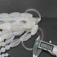 Perla de ágata blanca natural, Ágata blanca, Sostenible & diverso tamaño para la opción & lisa, 20x38mm, longitud:20 Inch, Vendido por Sarta