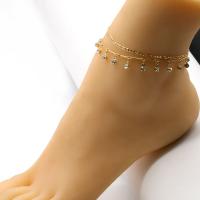 Brass Anklet, fashion jewelry & with rhinestone 