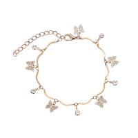 Brass Anklet, plated, fashion jewelry & with rhinestone 1cm Approx 26 cm 