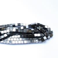 Non Magnetic Hematite Beads,  Square, plated, DIY black 