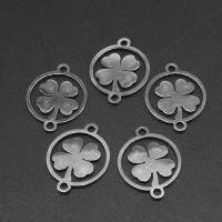 Stainless Steel Charm Connector, 304 Stainless Steel, Four Leaf Clover, DIY & 1/1 loop, original color Approx 1.2mm 