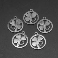 Stainless Steel Leaf Pendant, 304 Stainless Steel, Four Leaf Clover, DIY, original color Approx 1.2mm 