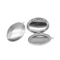 304 Stainless Steel Locket Pendant, Oval, DIY, original color Approx 2mm, Inner Approx 