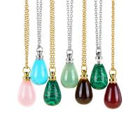Gemstone Perfume Bottle Necklace, with stainless steel chain, with 1.96 inch extender chain, Teardrop, plated Approx 27.55 Inch 