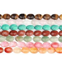 Mixed Gemstone Beads, Flat Oval, polished & faceted 