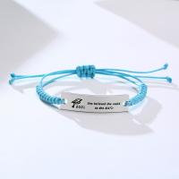 Fashion Create Wax Cord Bracelets, Stainless Steel, with Waxed Cotton Cord, fashion jewelry & for man 