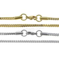 Мода нержавеющей стали ожерелье цепь, нержавеющая сталь, различной длины для выбора & пшеницы цепи, Много цветов для выбора, 3mm, продается Strand