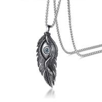 Stainless Steel Necklace, Feather, fashion jewelry & for man 