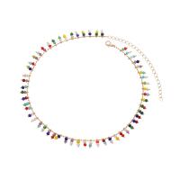 жемчужное стеклянное ожерелье , Латунь, с Seedbead, Другое покрытие, ювелирные изделия моды, Много цветов для выбора, длина:Приблизительно 45 см, продается Strand
