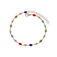 Brass Anklet, with Crystal, plated, fashion jewelry Approx 26 cm 