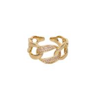 Brass Cuff Finger Ring, fashion jewelry & micro pave cubic zirconia, gold, 2cm 