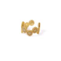 Brass Cuff Finger Ring, fashion jewelry & micro pave cubic zirconia, gold, 0.7cmX1.8cm 