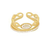 Brass Cuff Finger Ring, fashion jewelry & micro pave cubic zirconia, gold 
